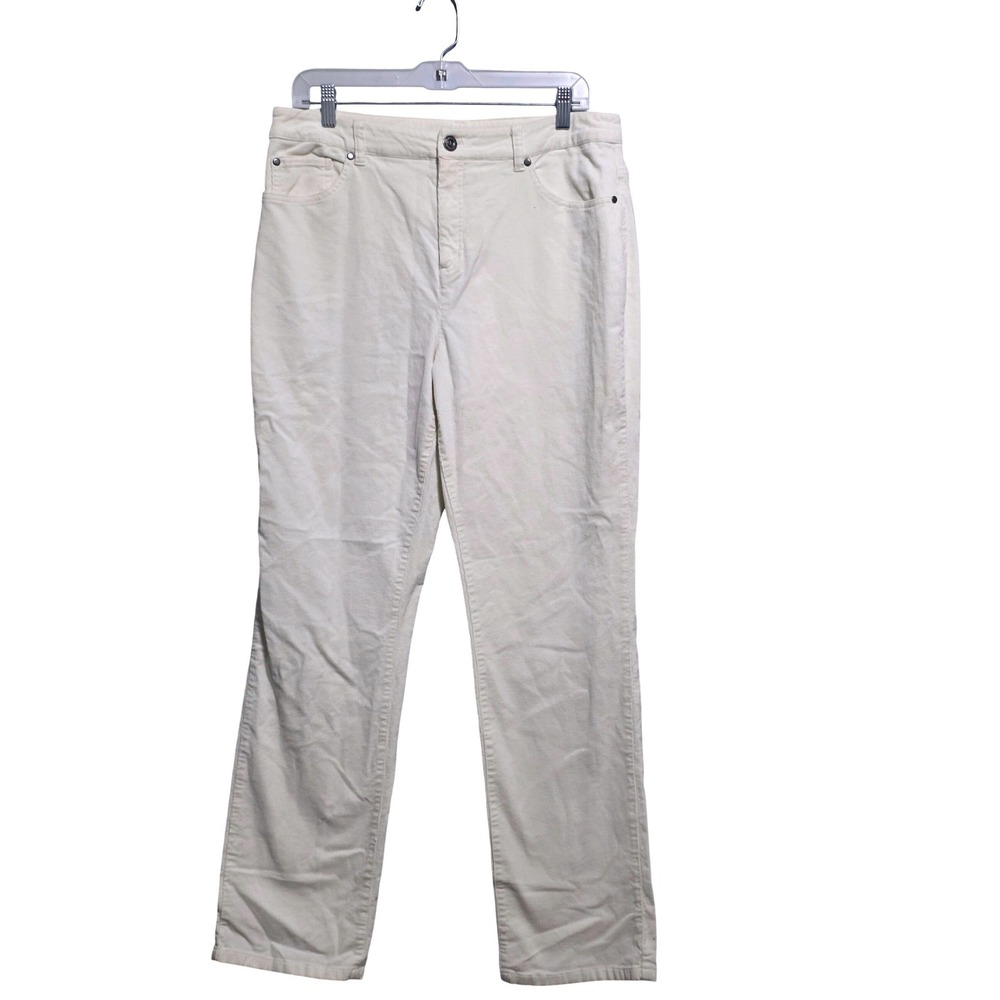 Christopher & Banks Womens Cream Corduroy Straight Leg Pants Size 10 Off White